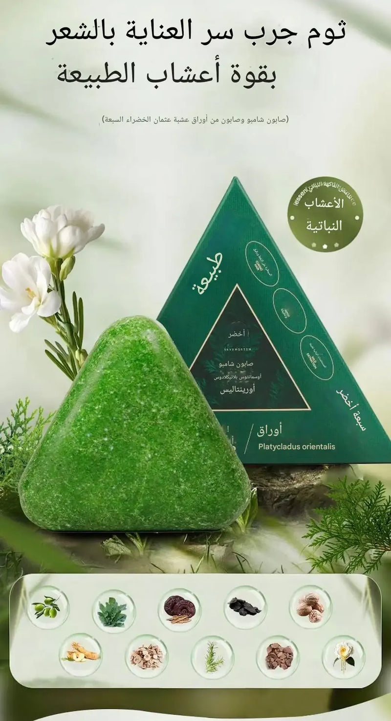 Natural Herbal Seven Green Shampoo-Tree Of Life Leafs & Osmal Herb (120g) |  شامبو 